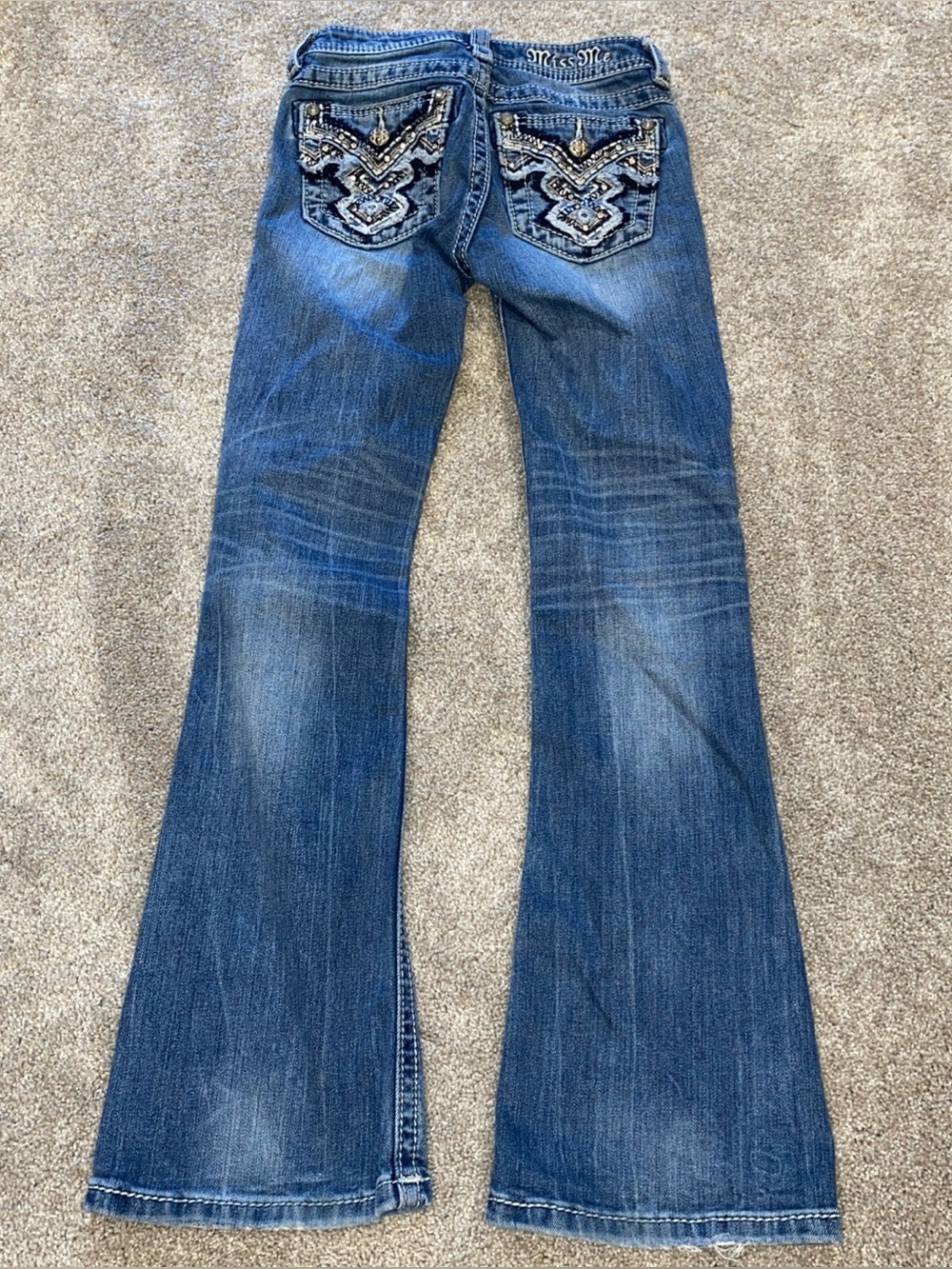 Miss Me Boot Cut Jeans Girls Size 10 Bling Faded Stretch - Picture 3 of 10